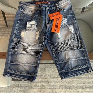 Blue Distressed Men's Shorts